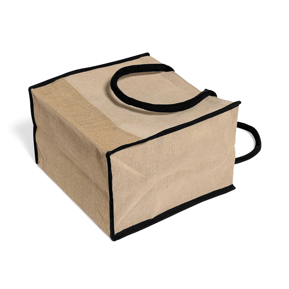 fancy burlap jute black tote bag