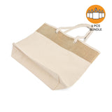 6 ct Large Fancy Canvas Rope Tote Bag - By Bundle