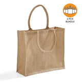 6 ct Large Burlap Shopping Bags / Reusable Jute Totes - By Bundle