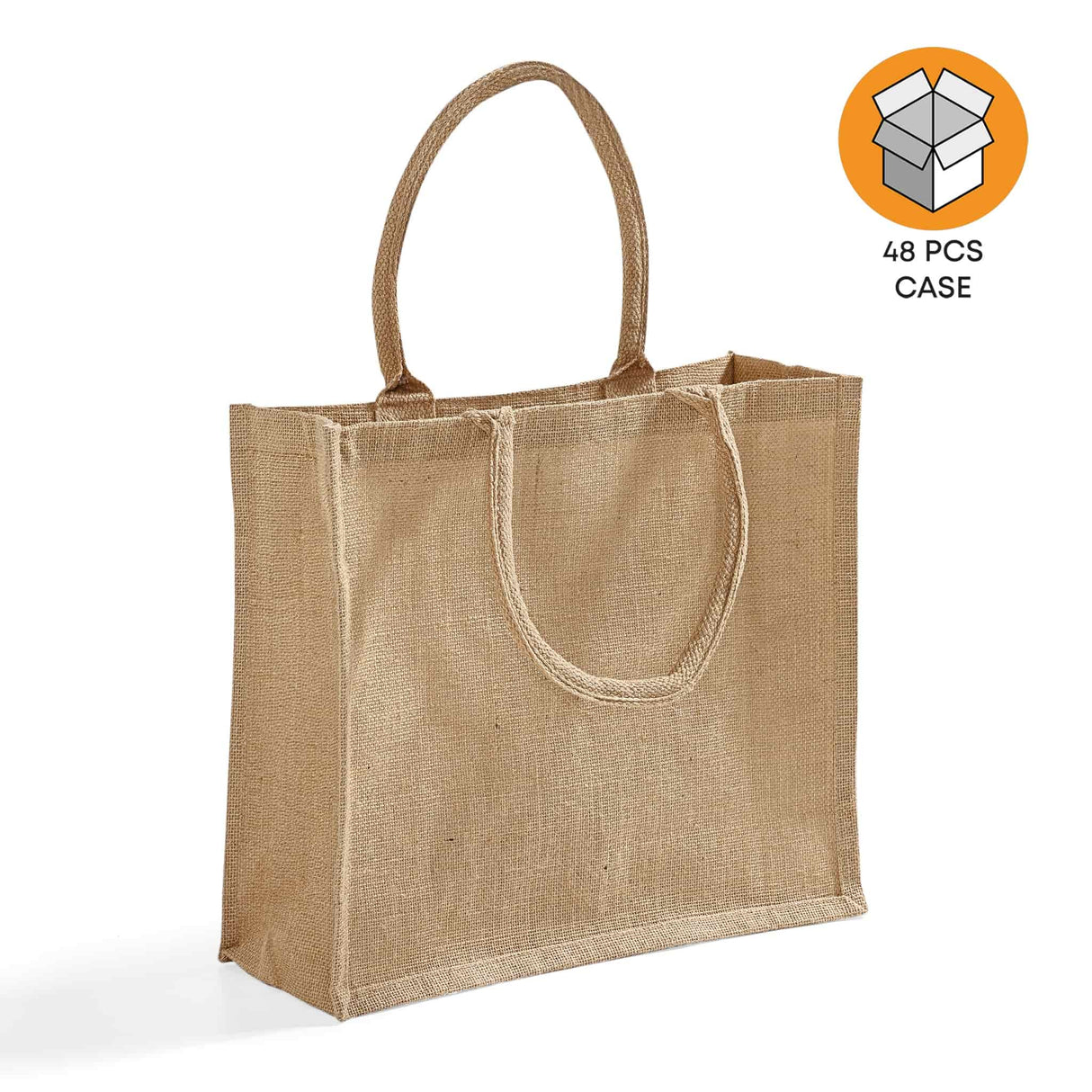 48 ct Large Burlap Shopping Bags / Reusable Jute Totes - By Case