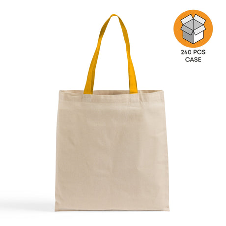 240 ct Wholesale Tote Bags With Color Handles 100% Cotton - By Case