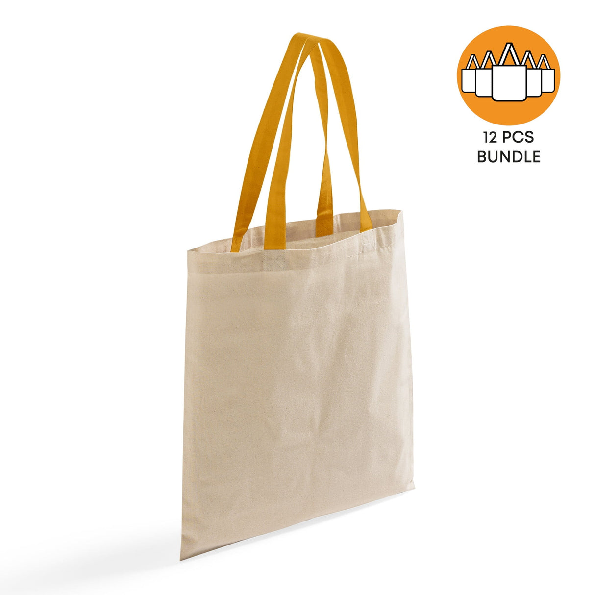 12ct Wholesale Tote Bags With Color Handles 100% Cotton - By Dozen