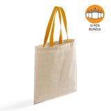 12ct Wholesale Tote Bags With Color Handles 100% Cotton - By Dozen