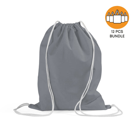 12 ct Economical Sport Cotton Drawstring Bag Cinch Packs - By Dozen