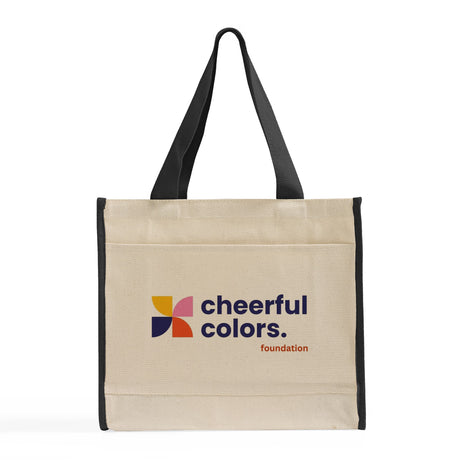 Customized Heavy Canvas Tote Bag with Colored Trim - Personalized Tote Bags With Your Logo - TF211