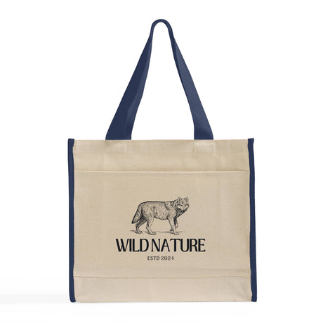 Customized Heavy Canvas Tote Bag with Colored Trim - Personalized Tote Bags With Your Logo - TF211