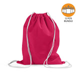 12 ct Economical Sport Cotton Drawstring Bag Cinch Packs - By Dozen
