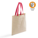 240 ct Wholesale Tote Bags With Color Handles 100% Cotton - By Case