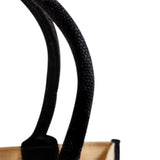 jute blend black tote bag handle closeup