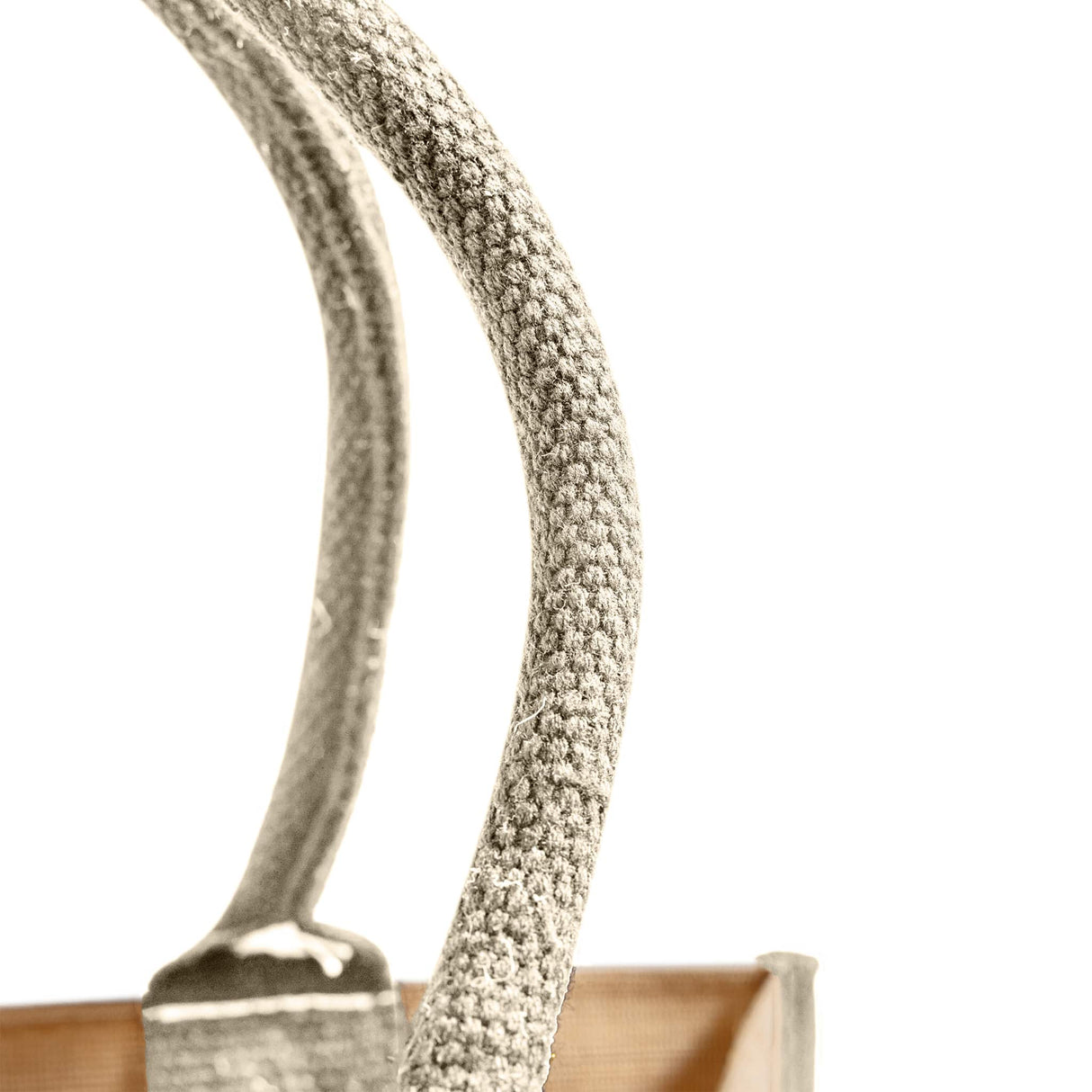 jute blend tote bag handle closeup
