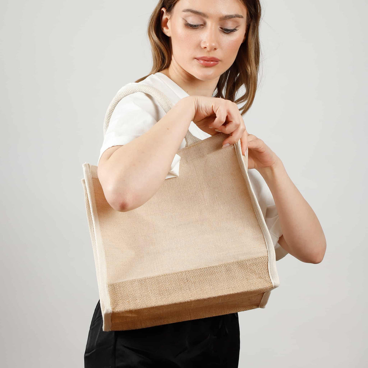 jute burlap blend carry all model