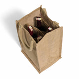 jute burlap four bottle wine bag