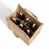 jute burlap wine tote bag