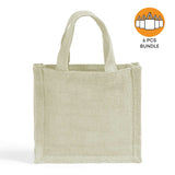 6 ct Small Burlap Party Favor Bags / Jute Gift Tote Bags - Pack of 6
