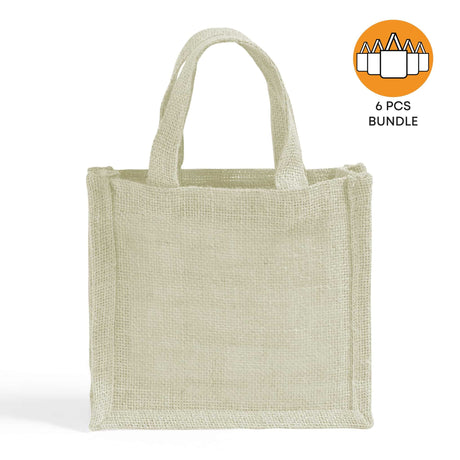 6 ct Small Burlap Party Favor Bags / Jute Gift Tote Bags - Pack of 6