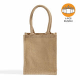 6 ct Small Burlap Bags / Jute Book Bag with Full Gusset - By Bundle