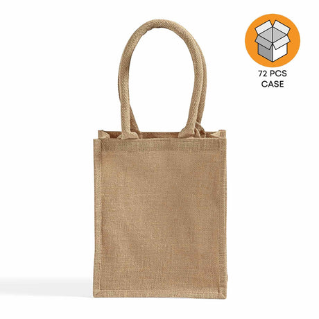 72 ct Small Burlap Bags / Jute Book Bag with Full Gusset - By Case