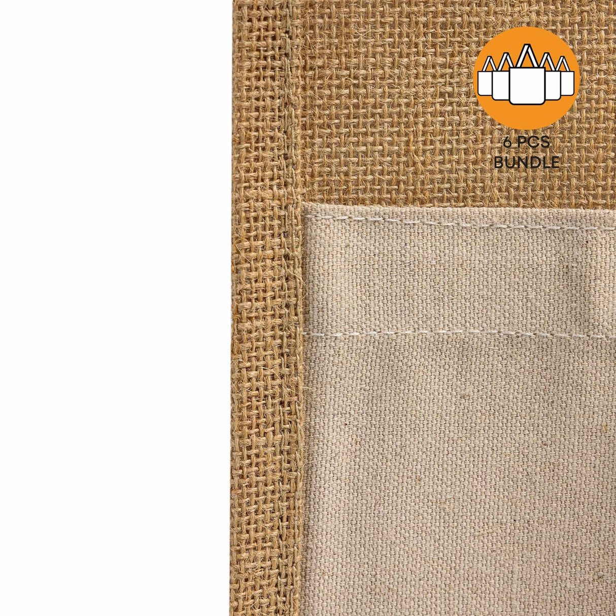 6 ct Easy-to-Decorate Jute Tote Bags with Canvas Front Pocket - Pack of 6