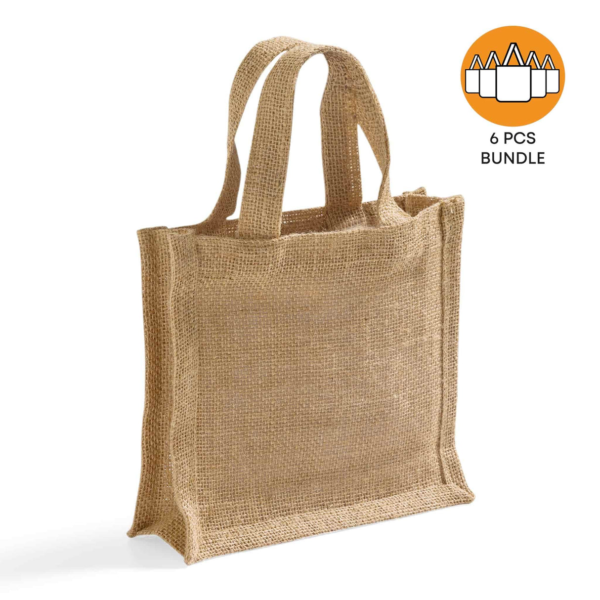 6 ct Small Burlap Party Favor Bags / Jute Gift Tote Bags - Pack of 6