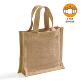 6 ct Small Burlap Party Favor Bags / Jute Gift Tote Bags - Pack of 6