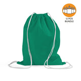 12 ct Economical Sport Cotton Drawstring Bag Cinch Packs - By Dozen