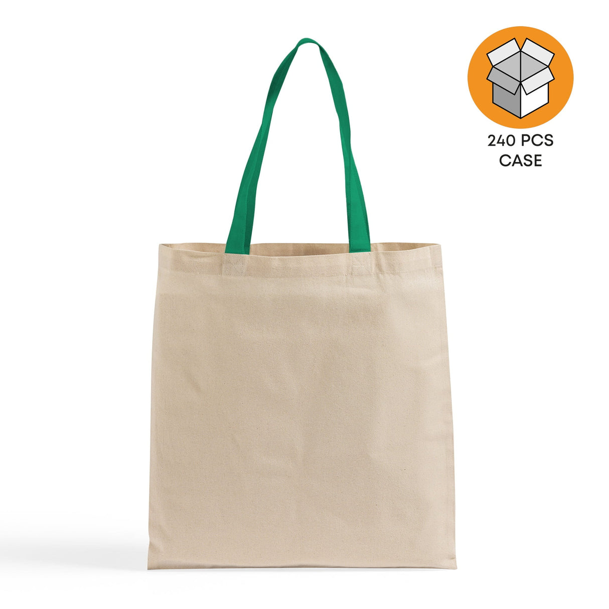 240 ct Wholesale Tote Bags With Color Handles 100% Cotton - By Case