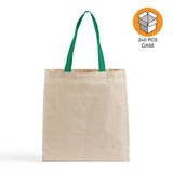 240 ct Wholesale Tote Bags With Color Handles 100% Cotton - By Case