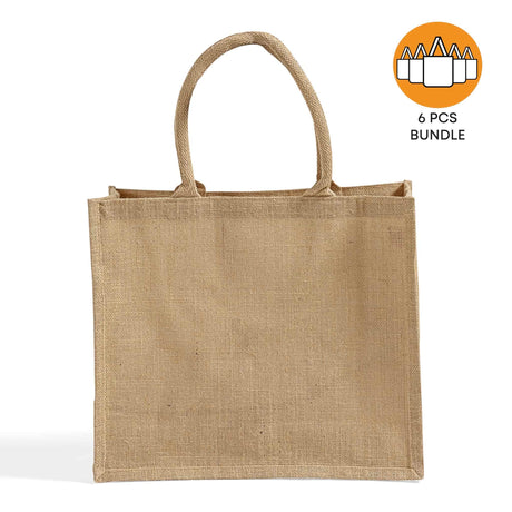 6 ct Large Burlap Shopping Bags / Reusable Jute Totes - By Bundle