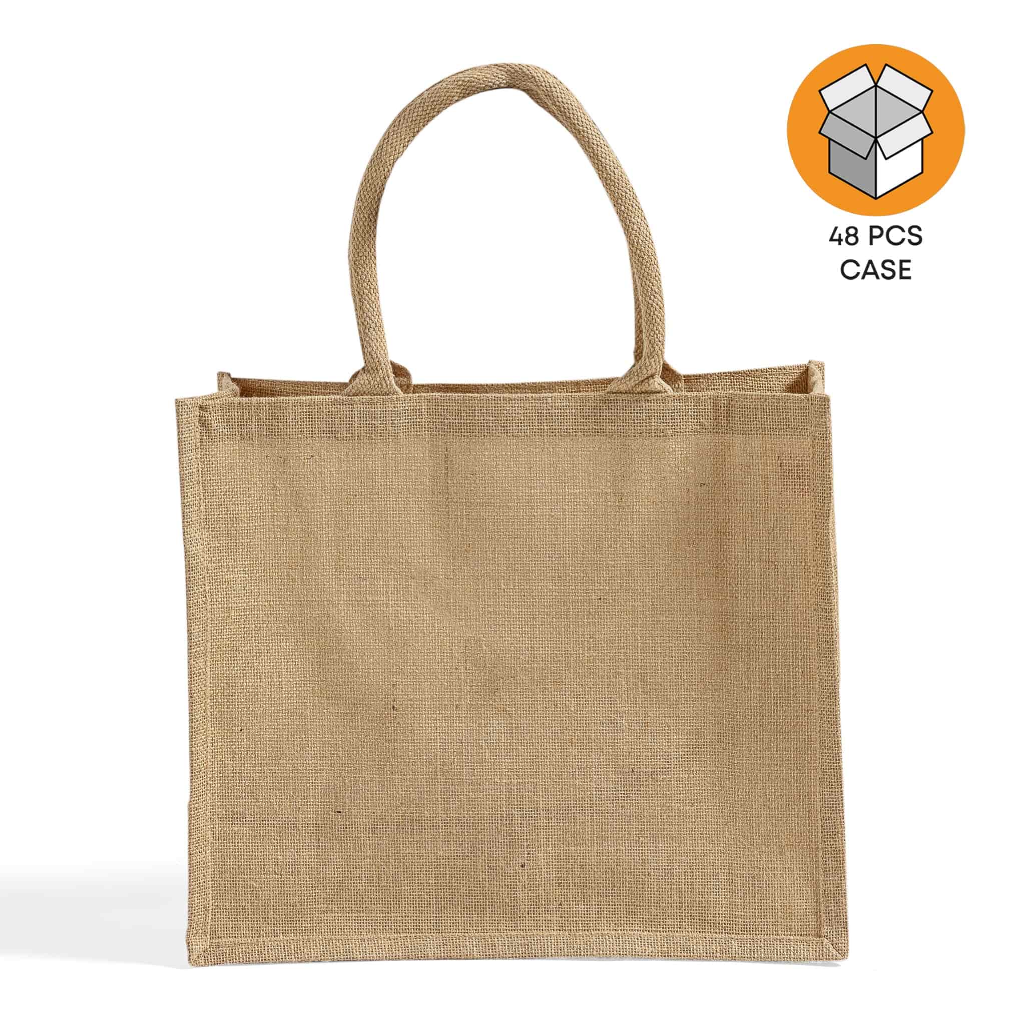 48 ct Large Burlap Shopping Bags / Reusable Jute Totes - By Case