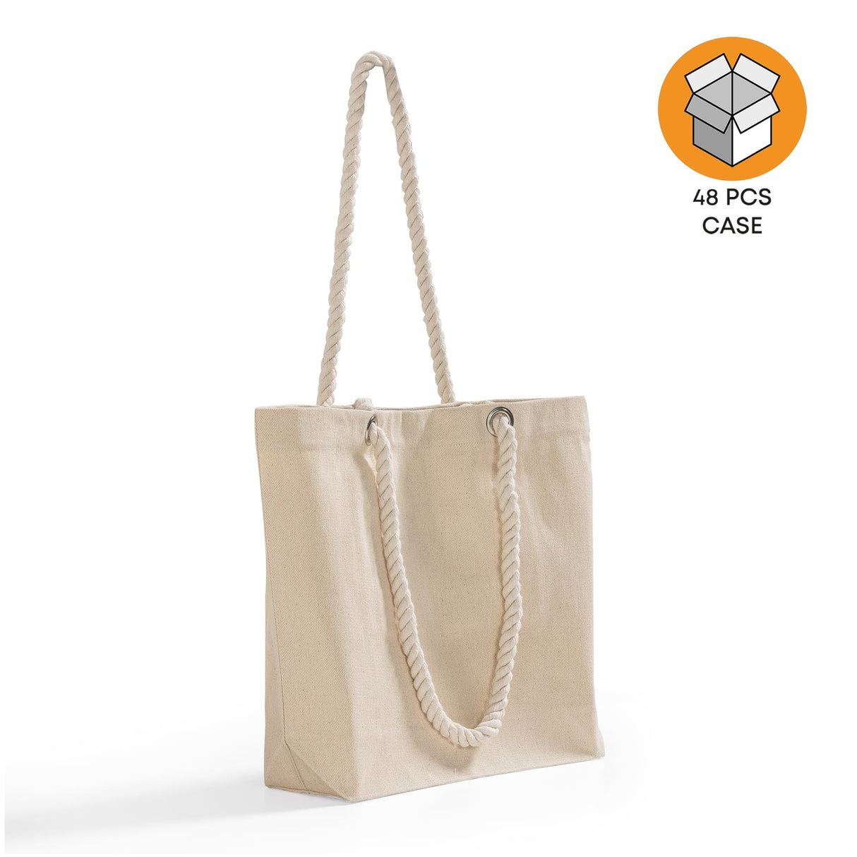 48 ct Canvas Beach Tote Bag with Fancy Rope Handles- By Case