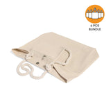 6 ct Large Canvas Beach Tote Bag with Fancy Rope Handles - By Bundle