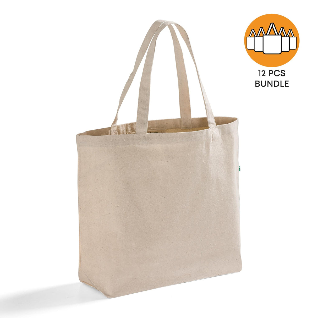 12 ct Large Recycled Cotton Canvas Tote Bags w/Gusset - By Dozen