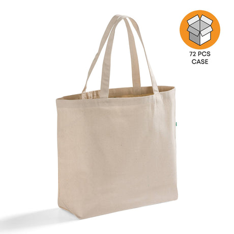 72 ct Large Recycled Cotton Canvas Tote Bags w/Gusset - By Case