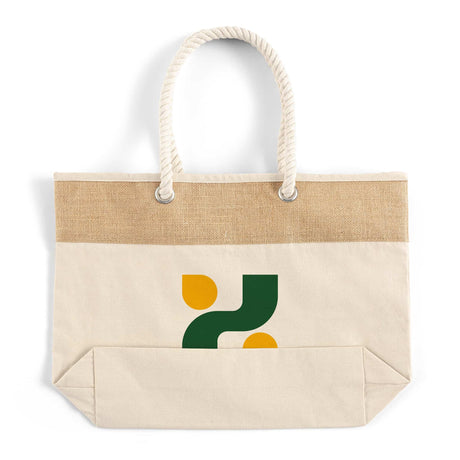 Personalized Large Fancy Canvas Rope Tote Bag - Customized Jute/Cotton Tote Bags - RJ260