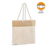 6 ct Large Fancy Canvas Rope Tote Bag - By Bundle