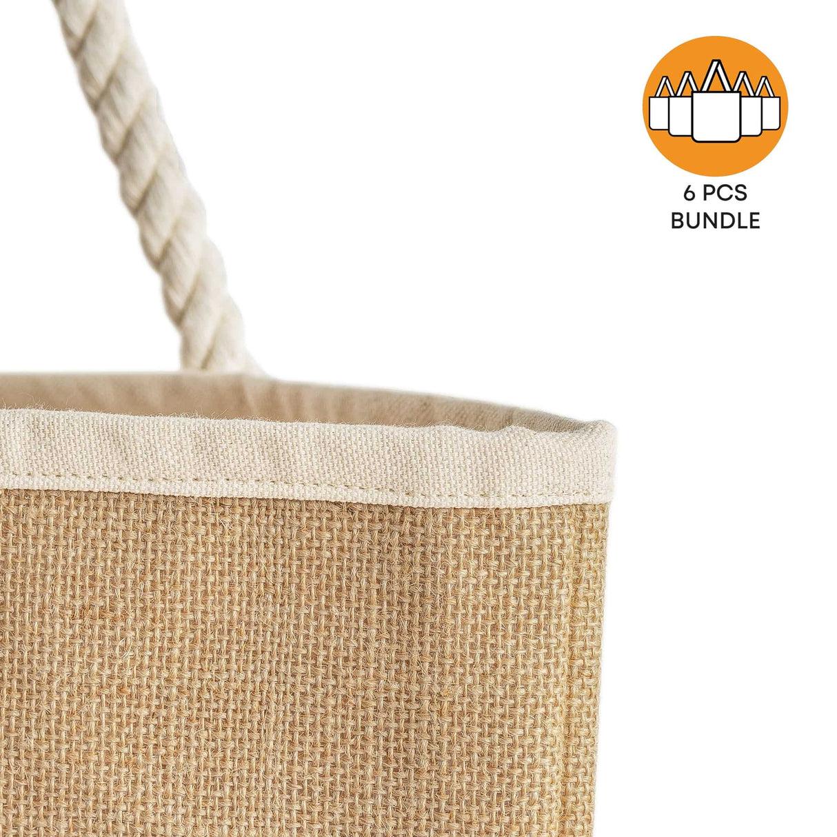 6 ct Large Fancy Canvas Rope Tote Bag - By Bundle