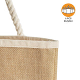6 ct Large Fancy Canvas Rope Tote Bag - By Bundle