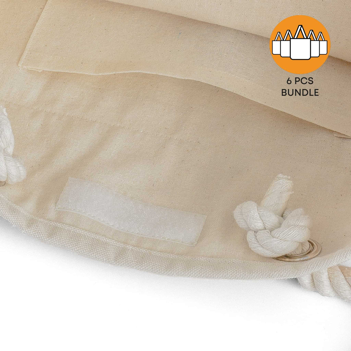 6 ct Large Fancy Canvas Rope Tote Bag - By Bundle