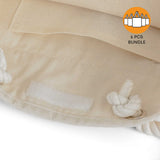 6 ct Large Fancy Canvas Rope Tote Bag - By Bundle