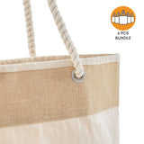 6 ct Large Fancy Canvas Rope Tote Bag - By Bundle