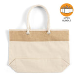 6 ct Large Fancy Canvas Rope Tote Bag - By Bundle