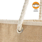 6 ct Large Fancy Canvas Rope Tote Bag - By Bundle