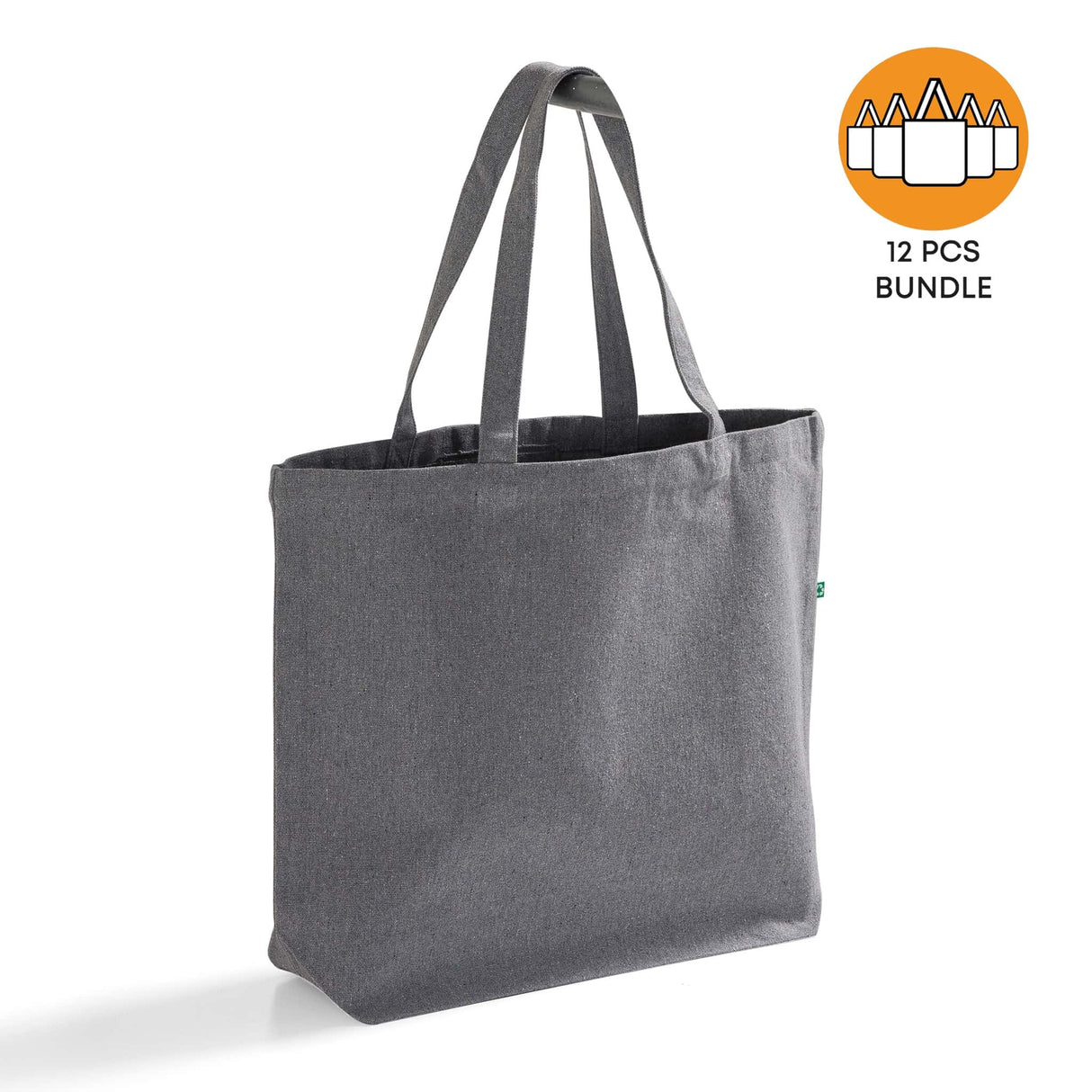 12 ct Large Recycled Cotton Canvas Tote Bags w/Gusset - By Dozen