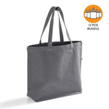 12 ct Large Recycled Cotton Canvas Tote Bags w/Gusset - By Dozen