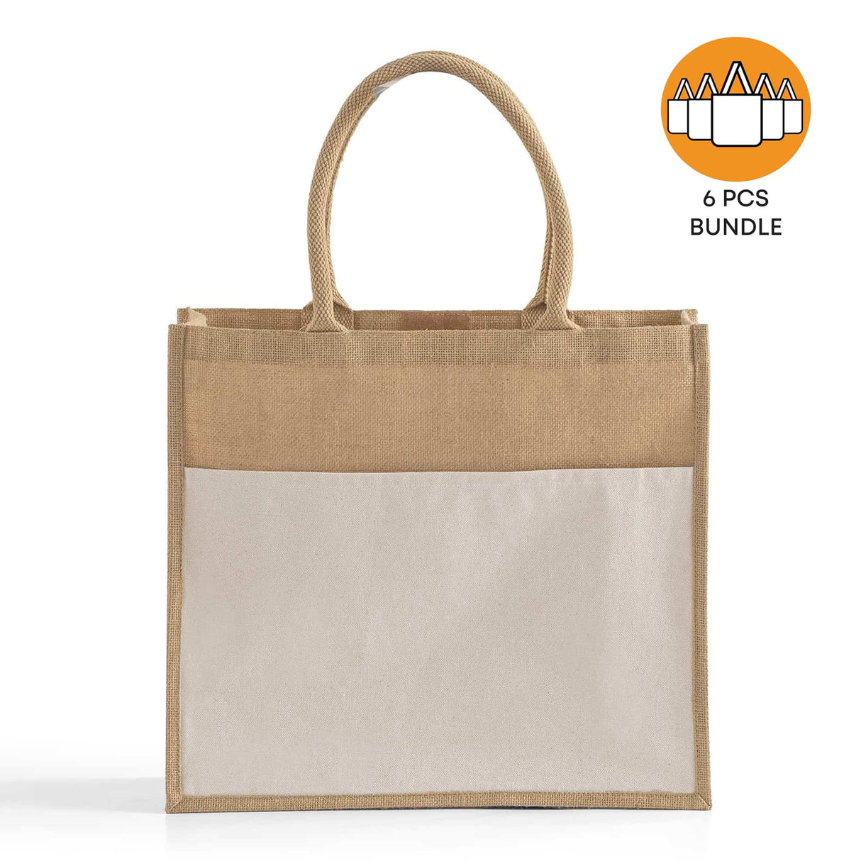 6 ct Large Easy-Print Jute Bag - By Bundle