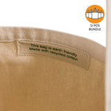 12 ct Large Recycled Cotton Canvas Tote Bags w/Gusset - By Dozen