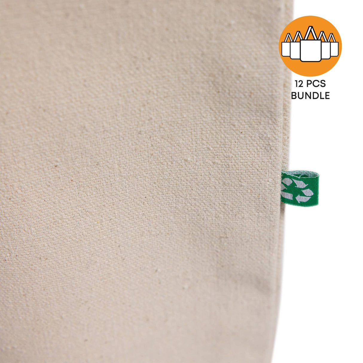 12 ct Large Recycled Cotton Canvas Tote Bags w/Gusset - By Dozen