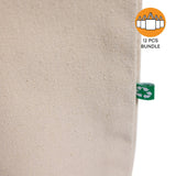 12 ct Large Recycled Cotton Canvas Tote Bags w/Gusset - By Dozen