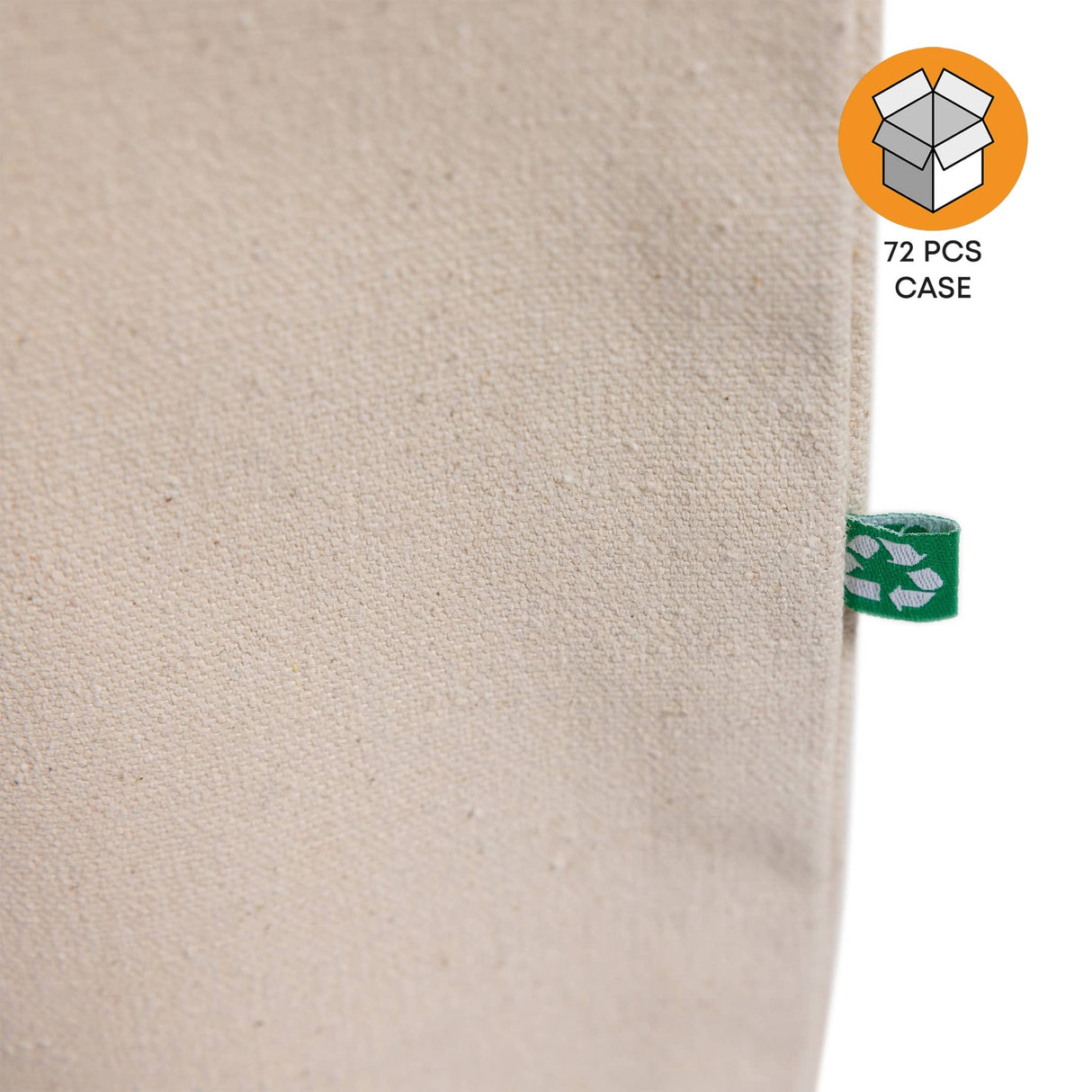 72 ct Large Recycled Cotton Canvas Tote Bags w/Gusset - By Case