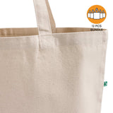 12 ct Large Recycled Cotton Canvas Tote Bags w/Gusset - By Dozen
